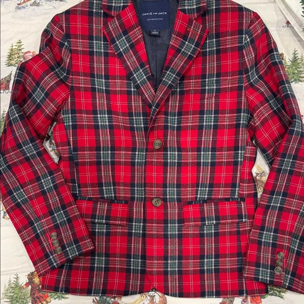 Janie and Jack Classic Red and Black Plaid Blazer